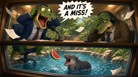 Ploy meme: And it’s a miss! (cartoon of Ploy, a slate-grey hippo)